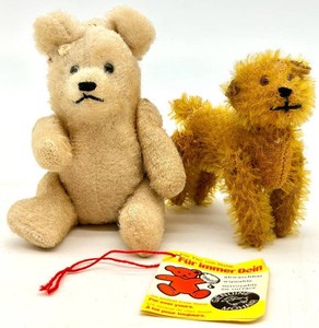Steiff Mohair Bear & Dog Plush Pair