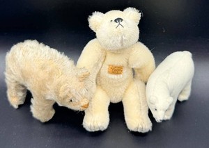 Signed Stuffed Mohair Polar Bear Trio (Lot of 3)