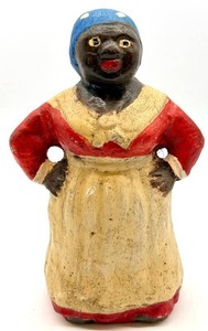 Vintage Hand-Painted African American Cement Figurine