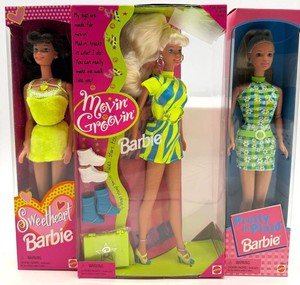 Barbie Doll Trio - Sweetheart, Pretty in Plaid, Movin Groovin - Mixed Lot