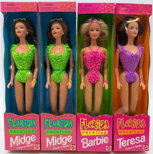 Florida Vacation Barbie, Midge & Teresa Doll Set (Lot of 4)