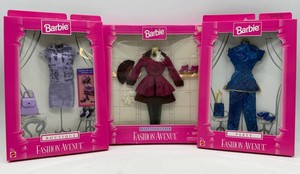 Barbie Fashion Avenue Boutique, Party & International Clothing Sets (Lot of 3)