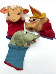 Vintage Tarcher Productions 1960 Animal Hand Puppet Set (Lot of 3)