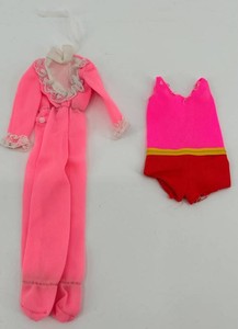 Barbie Francie Party Pink Footed Pajamas & Malibu France Outfit (Lot of 2)