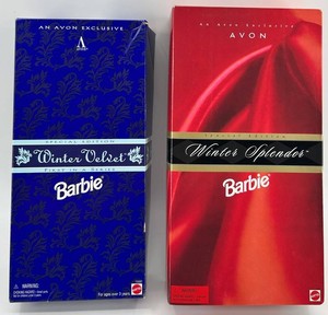 Avon Exclusive Barbie Winter Velvet & Winter Splendor Dolls NIB