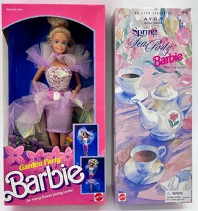 Garden Party Barbie & Spring Tea Party Barbie Avon Exclusive NIB