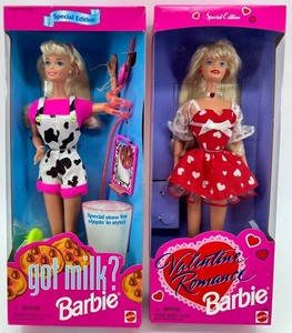 Barbie Got Milk & Valentine Romance Special Edition Dolls NIB
