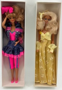 Vintage Barbie Fashion Dolls in Denim & Yellow Outfits (Lot of 2)
