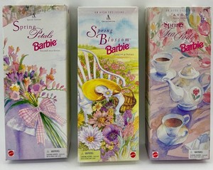 Avon Spring Petals, Spring Blossom & Spring Tea Party Barbie Dolls NIB