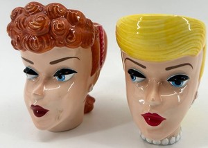 Vintage 1994 Barbie Face Mugs (Lot of 2)