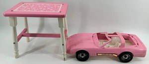Pink Toy Table & Corvette Convertible Mixed Lot