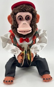 Vintage Animated Musical Monkey Toy With Cymbals