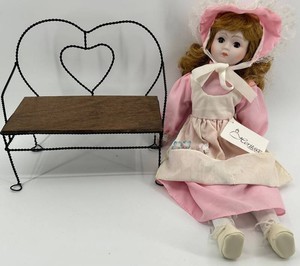 Heritage Musical Collectors Doll With Bench & Certificate
