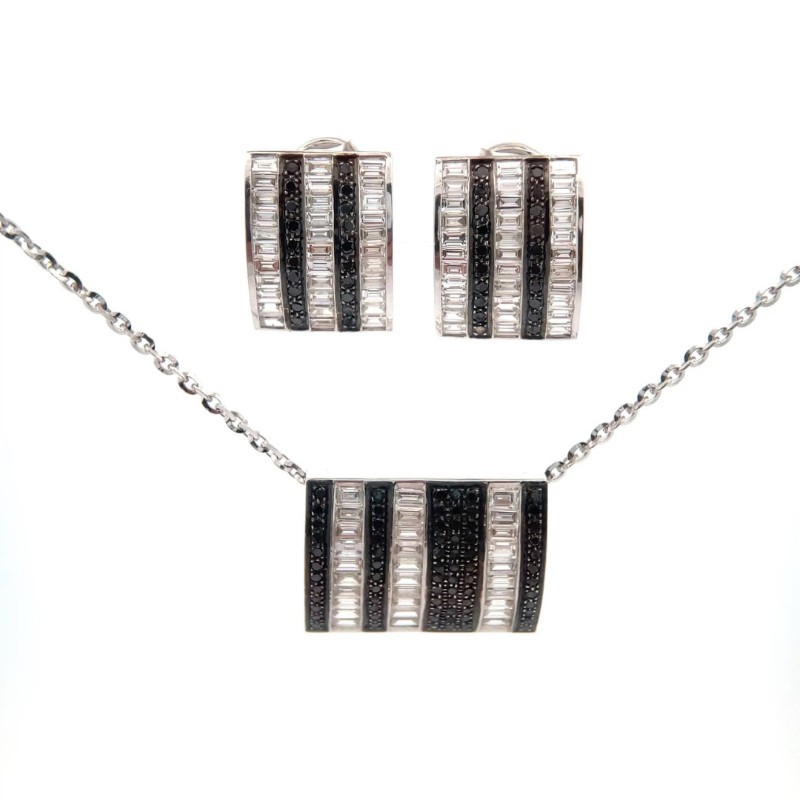3.68 Carat Natural Fancy Black & Natural Diamond Pendant & Earrings Set in 18K White Gold $29,970 Appraisal Included VIDEO