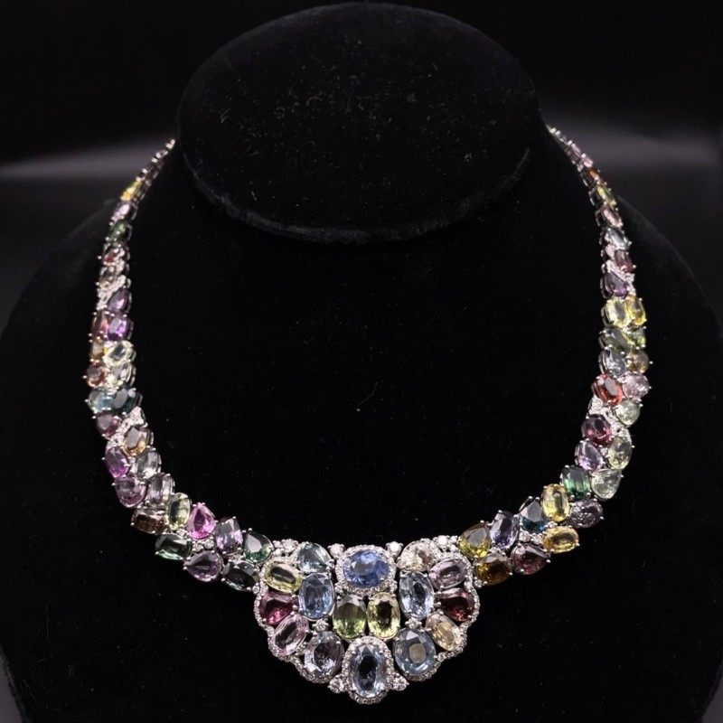 Walter Gruen 115.33 Carat RARE UNHEATED Natural Sapphire & Natural Diamond Necklace in Platinum $209,356 Appraisal Included VIDEO
