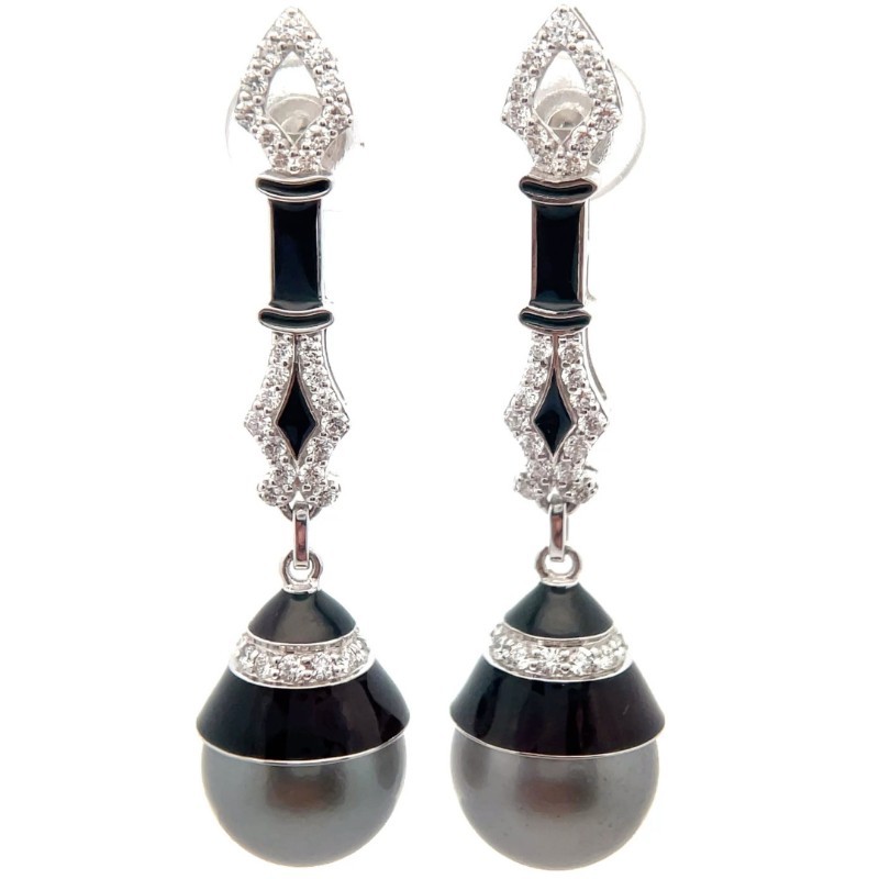 2.51 Carat Natural Diamond & South Sea Pearl Drop Earrings in 14K White Gold $14,870 Appraisal Included VIDEO