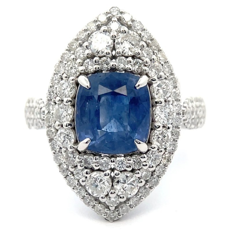 4.33 Carat Natural Sri Lanka Sapphire & Natural Diamond Ring in Platinum $15,290 Appraisal Included VIDEO