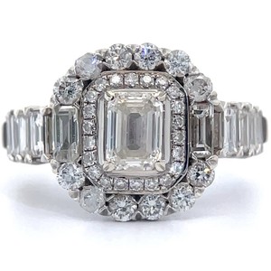 2.67 Carat Natural Diamond Emerald Cut Double Halo Eternity Estate Ring in 14k White Gold w Report $5,750 Retail VIDEO