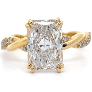 3.30 Carat Diamond Radiant Cut Twisted Vine Engagement Ring in 14k Yellow Gold w Report $4,500 Retail VIDEO