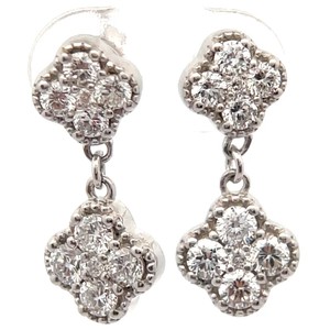 Vintage Style Milgrain 1.00 Carat Diamond Flower Cluster Dangle Drop Earrings VIDEO