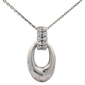 Oblong Oval Drop Pendant 18 Estate Necklace with Sparkling CZ Bail VIDEO