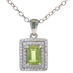Peridot Rectangular Halo 18 Estate Necklace VIDEO