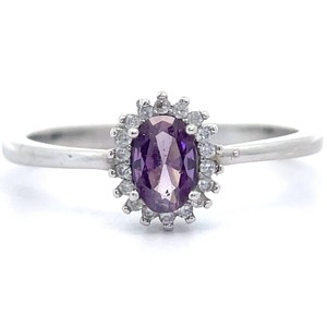 Oval Amethyst Halo Cluster Estate Ring VIDEO