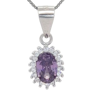 Oval Natural Amethyst & Pave Halo Cluster Estate Pendant VIDEO