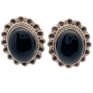 Vintage Onyx Oval Cabochon Stud Earrings VIDEO