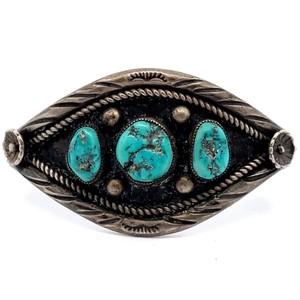 Three-Stone Natural Turquoise Navajo Inspired Bangle Bracelet VIDEO