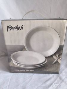 PARINI Ceramic Salad plates-4count white-NEW