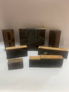 Large Antique Wooden Printer Blocks Race Cars