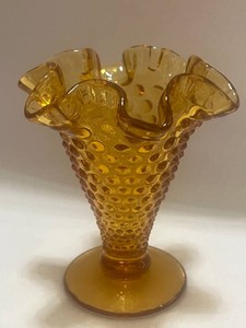 Small Fenton Amber Ruffle Vase