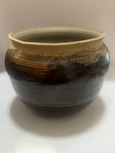 1973 Bear Pottery Two Toned Glazed Stoneware Pot
