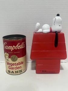 1966 Snoopy Bank and 1970 Campbells Vegetable Garden Bank