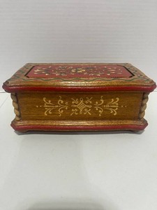 Reuge Swiss Hand painted Wood Jewelry Musci Box Edelweiss