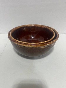 2 Kathy Kale USA Brown Drip Nesting Bowls 7-8