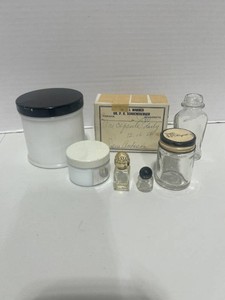 Vintage Milk Glass Jars, Aspirin, Paint and Perfume Bottles, Pillbox