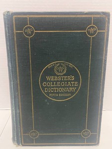 1936 Websters Collegiate Dictionary 5th Edition Thin Paper Thumb Index