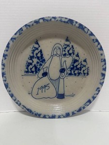 Eldreth Pottery Salt Glazed 11 Santa Pie Plate 1995