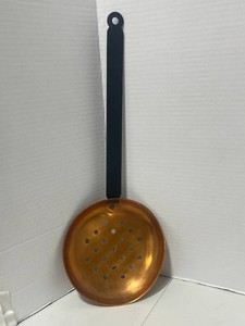 Vintage Copper Skimmer Ladle w Iron Handle 16.75