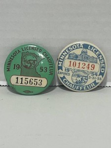 1953-1954 Minnesota Chauffeur Drivers License Pinback Badge