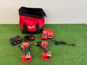 Milwaukee 2 Tool Kit - 12 DrillDriver, 14 Impact Driver, Battery Charger, 2.0 & 4.0 Batteries & Bag