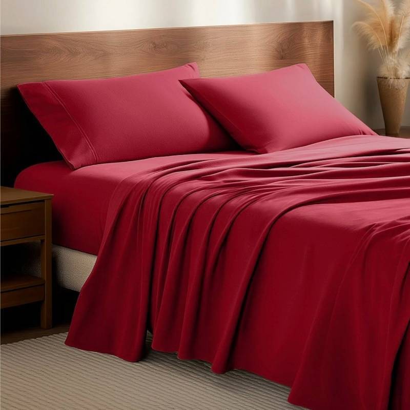 Bare Home Luxury Cotton Flannel Full Sheet Set, Red - $85.99 Retail - Brand New Z