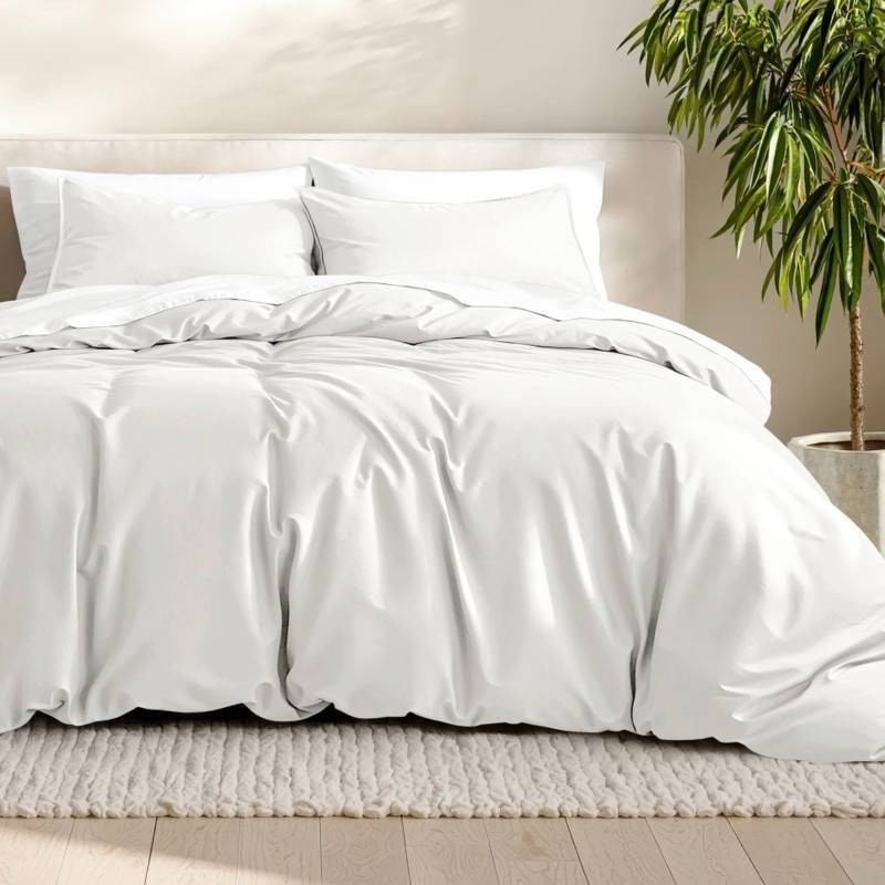 Bare Home King or California King Cream Duvet Cover Set - Retail $71.99 - Brand New Z