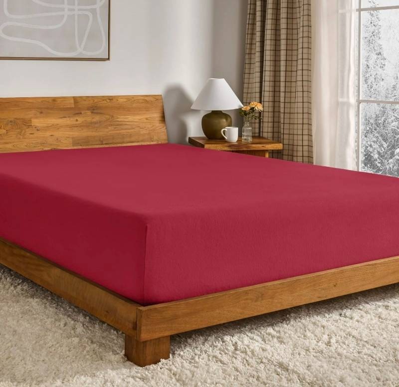 Bare Home Queen Red Flannel Fitted Sheet - $60.99 Retail - Brand New Z