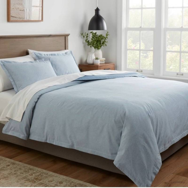 Threshold Twin XL Duvet Cover & Sham Set Chambray Blue - Brand New Z
