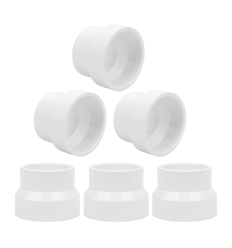 6 Pack of 2 x 1-12 PVC DWV Coupling Adapters (Socket x Socket) Schedule 40 PVC DWV Slip Reducing Coupling Pipe Fittings, PVC IncreaserReducer Coupling for Home Sewer Plumbing - Brand New Z