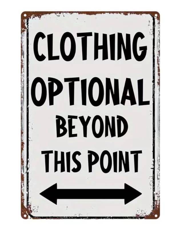 Clothing Optional Beyond This Point 8 x 12 Metal Sign - Brand New Z