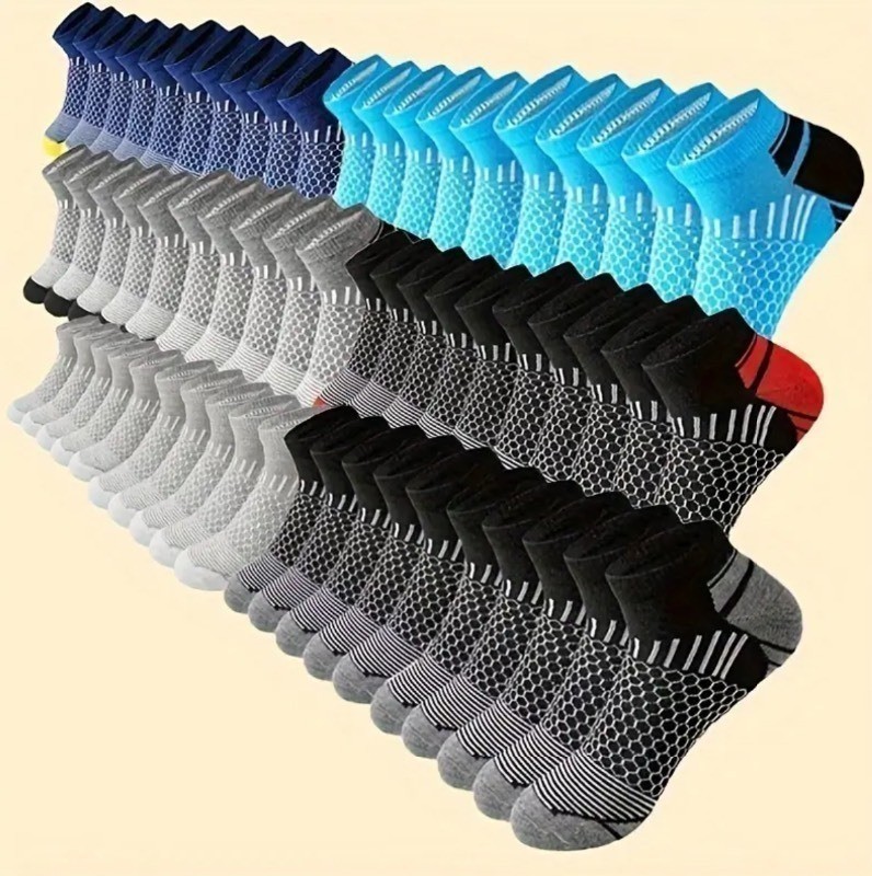 60 Brand New Mens Low Cut Anti Odor & Sweat Absorption Black, Blue and Grey Socks Z